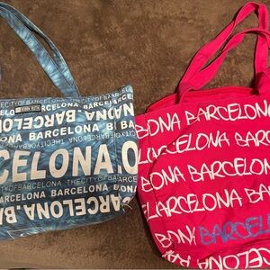 Barcelona Blue and Red Tote Bags